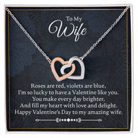 Load image into Gallery viewer, To My Wife - I&#39;m So Lucky - Interlocking Hearts Necklace - JustFamilyThings
