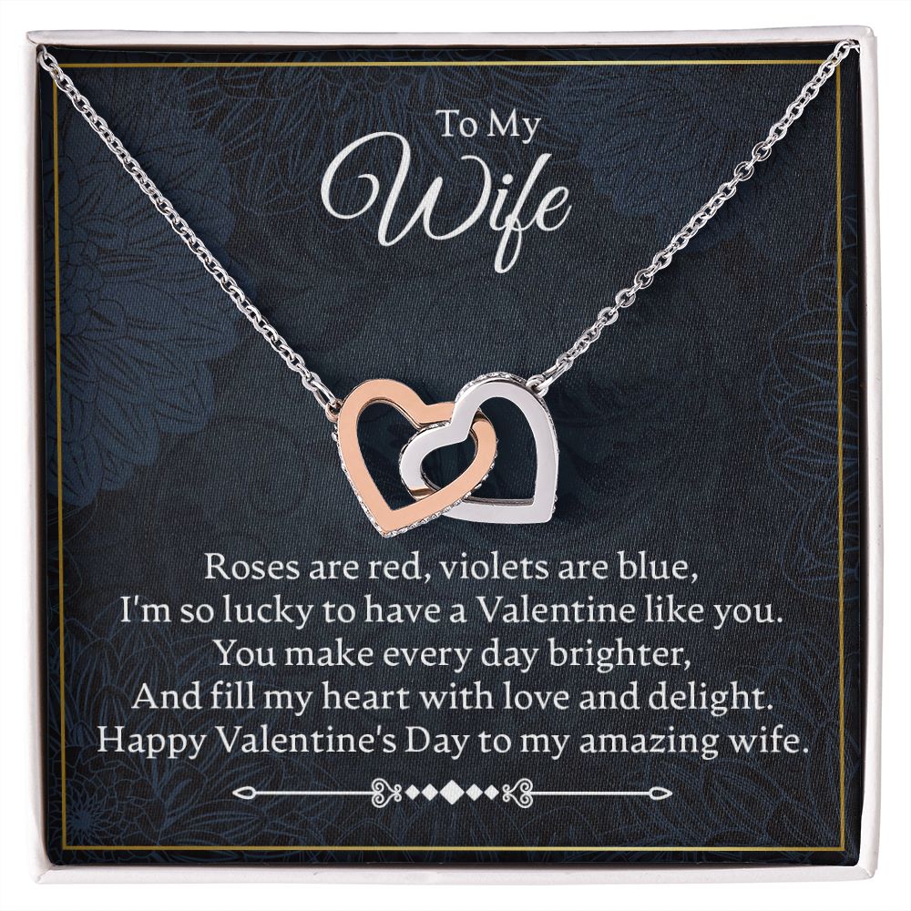 To My Wife - I'm So Lucky - Interlocking Hearts Necklace - JustFamilyThings