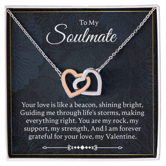 To My Soulmate - Your Love Is Like A Beacon - Interlocking Hearts Necklace - JustFamilyThings
