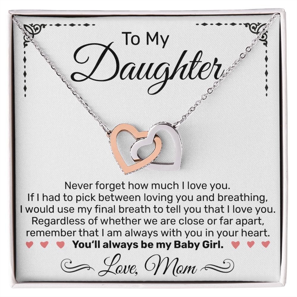 To My Daughter From Mom - Interlocking Hearts Necklace - JustFamilyThings