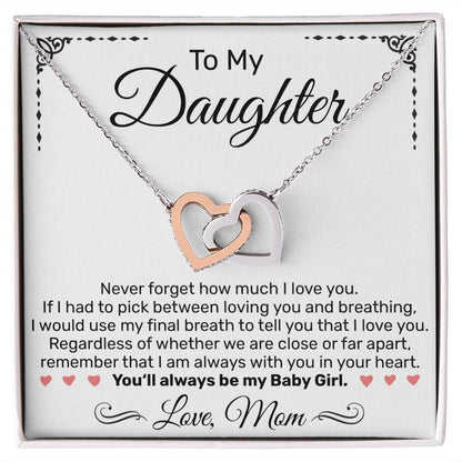 To My Daughter From Mom - Interlocking Hearts Necklace - JustFamilyThings
