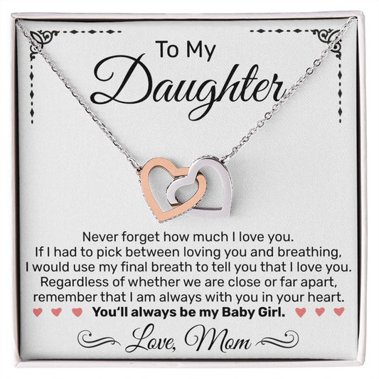 To My Daughter From Mom - Interlocking Hearts Necklace - JustFamilyThings