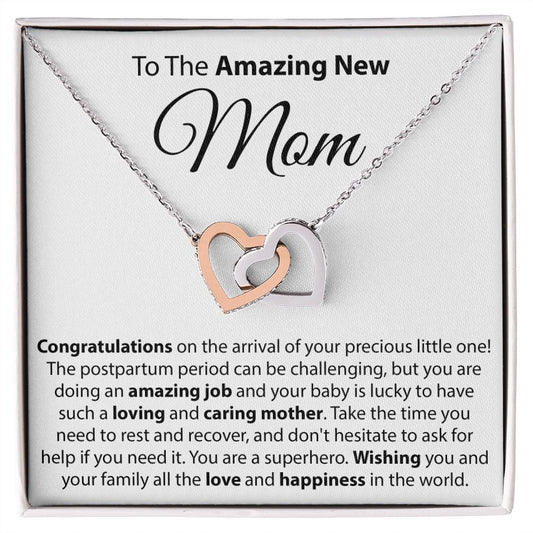 To The Amazing New Mom - Interlocking Hearts Necklace