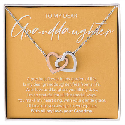 To My Dear Granddaughter - A Precious Flower - Interlocking Hearts Necklace - JustFamilyThings