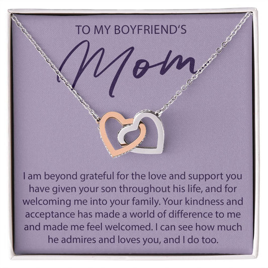 To My Boyfriends Mom - I Am Beyond Grateful - Interlocking Hearts Necklace - JustFamilyThings