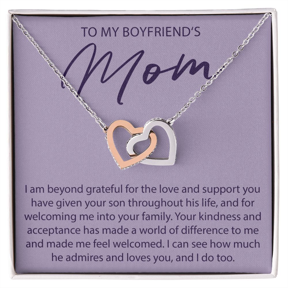 To My Boyfriends Mom - I Am Beyond Grateful - Interlocking Hearts Necklace - JustFamilyThings