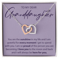 Load image into Gallery viewer, To My Dear Granddaughter - You Are The Sunshine - Interlocking Hearts Necklace - JustFamilyThings
