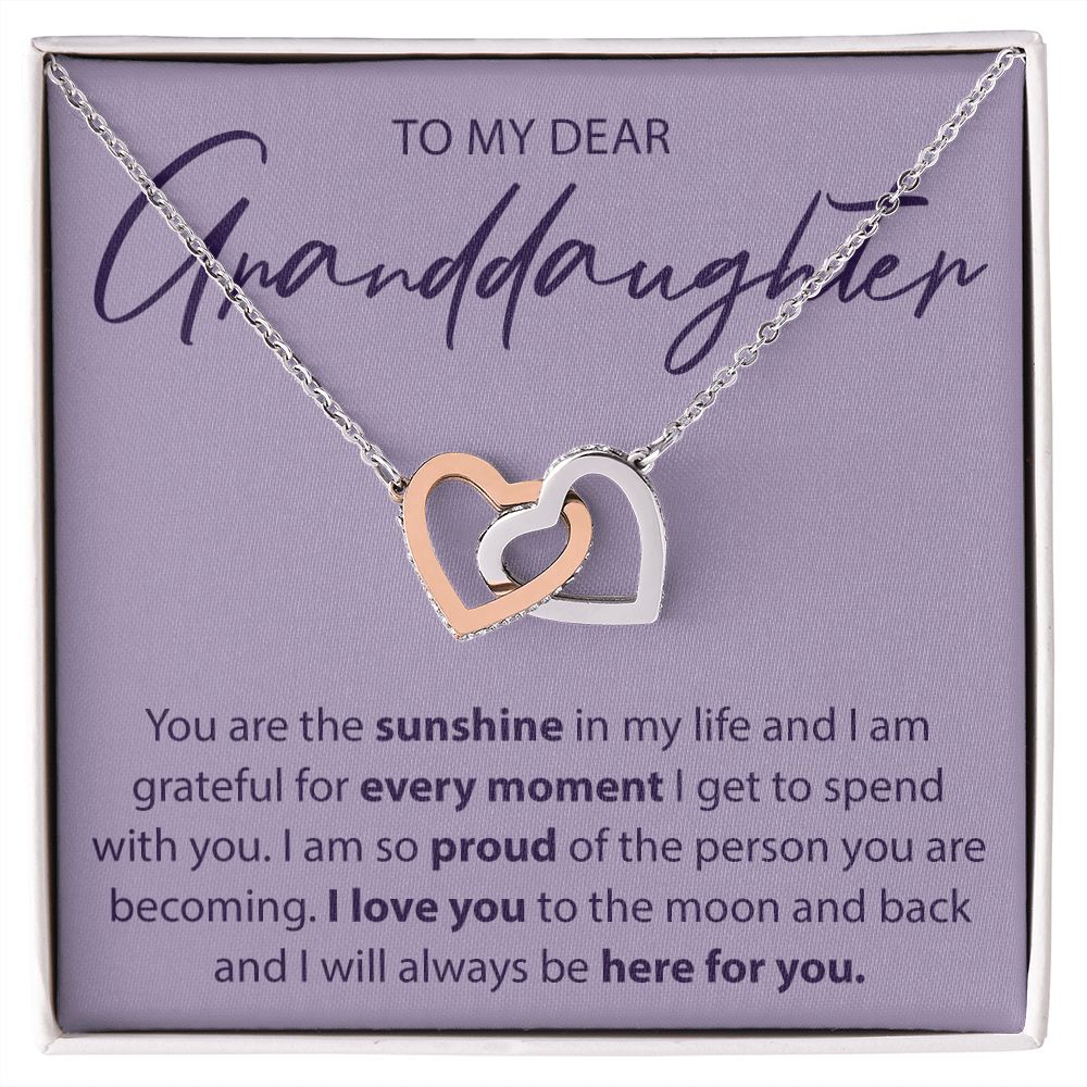 To My Dear Granddaughter - You Are The Sunshine - Interlocking Hearts Necklace - JustFamilyThings