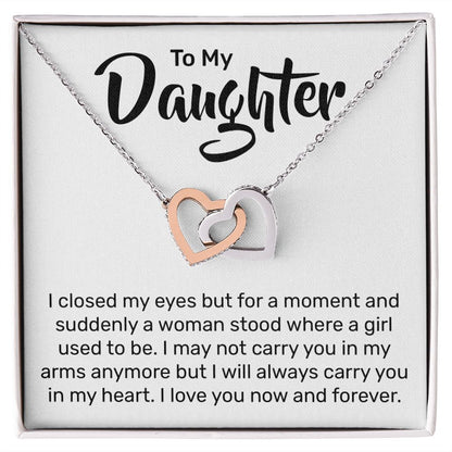 To My Daughter - Interlocking Hearts Necklace - JustFamilyThings