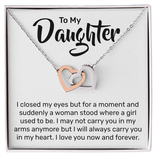 To My Daughter - Interlocking Hearts Necklace - JustFamilyThings