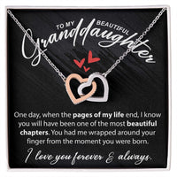 Load image into Gallery viewer, To My Beautiful Granddaughter - When The Pages Of My Life End - Interlocking Hearts Necklace - JustFamilyThings
