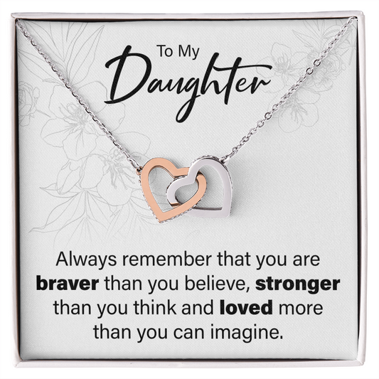To My Daughter - You Are Loved - Interlocking Hearts Necklace - JustFamilyThings