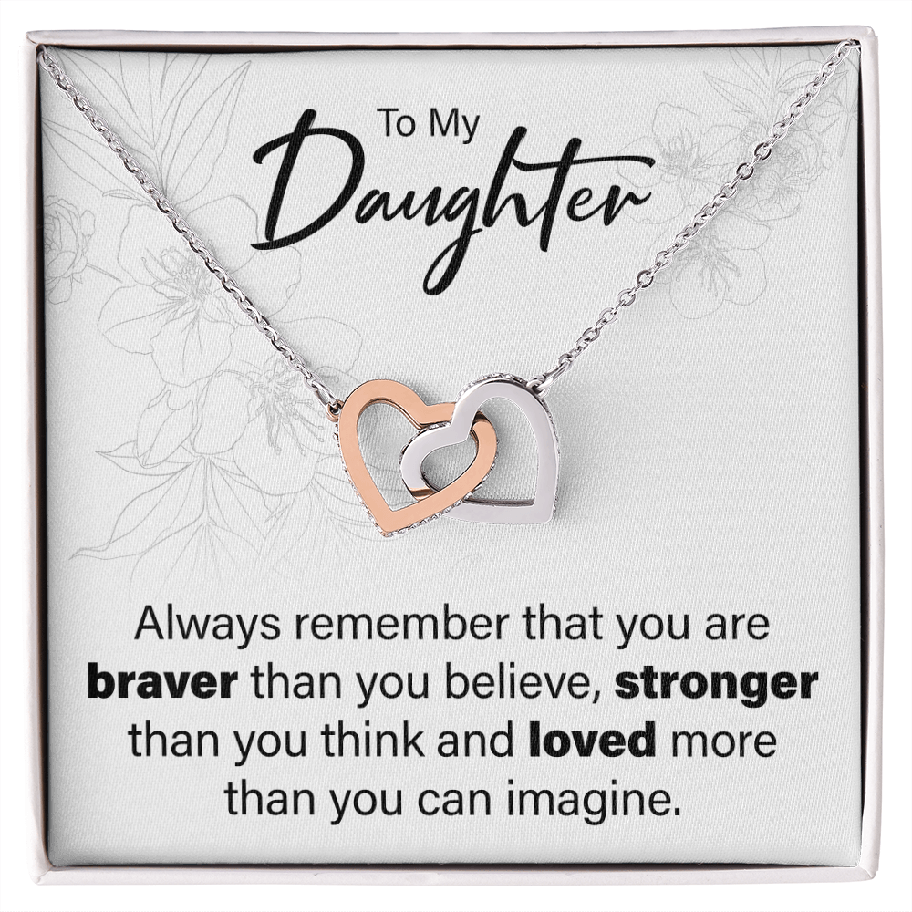 To My Daughter - You Are Loved - Interlocking Hearts Necklace - JustFamilyThings