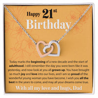 Load image into Gallery viewer, Happy 21st Birthday - Today Marks The Beginning - Interlocking Hearts Necklace - JustFamilyThings
