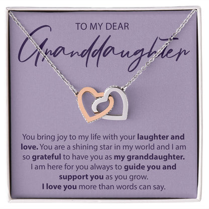 To My Dear Granddaughter - You Bring Joy To My Life - Interlocking Hearts Necklace - JustFamilyThings