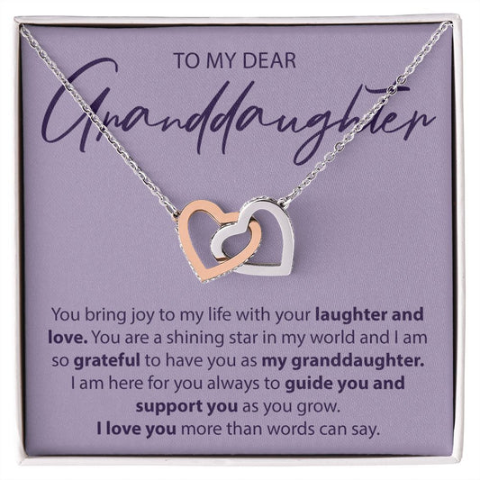 To My Dear Granddaughter - You Bring Joy To My Life - Interlocking Hearts Necklace - JustFamilyThings