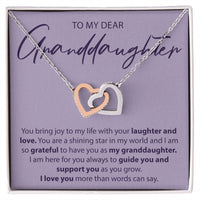 Load image into Gallery viewer, To My Dear Granddaughter - You Bring Joy To My Life - Interlocking Hearts Necklace - JustFamilyThings
