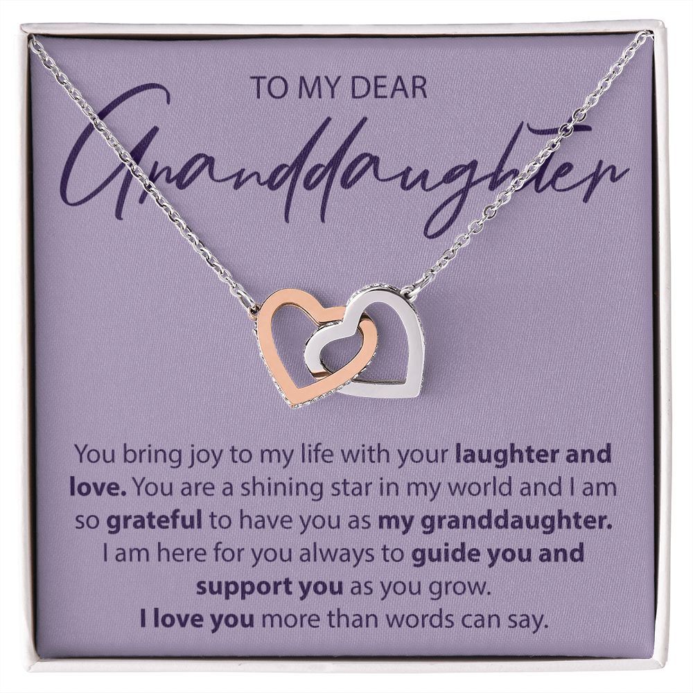To My Dear Granddaughter - You Bring Joy To My Life - Interlocking Hearts Necklace - JustFamilyThings