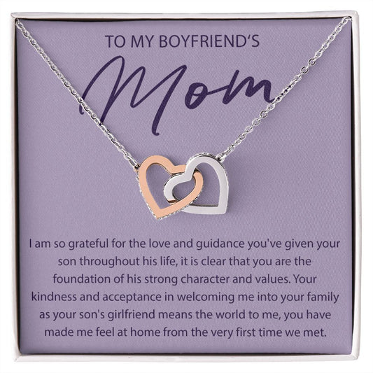 To My Boyfriends Mom - I Am So Grateful - Interlocking Hearts Necklace - JustFamilyThings