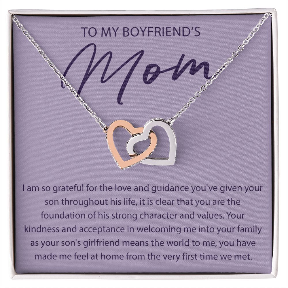 To My Boyfriends Mom - I Am So Grateful - Interlocking Hearts Necklace - JustFamilyThings