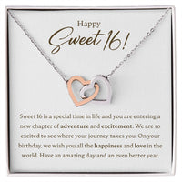 Load image into Gallery viewer, Happy Sweet 16 - Special Time - Interlocking Hearts Necklace - JustFamilyThings
