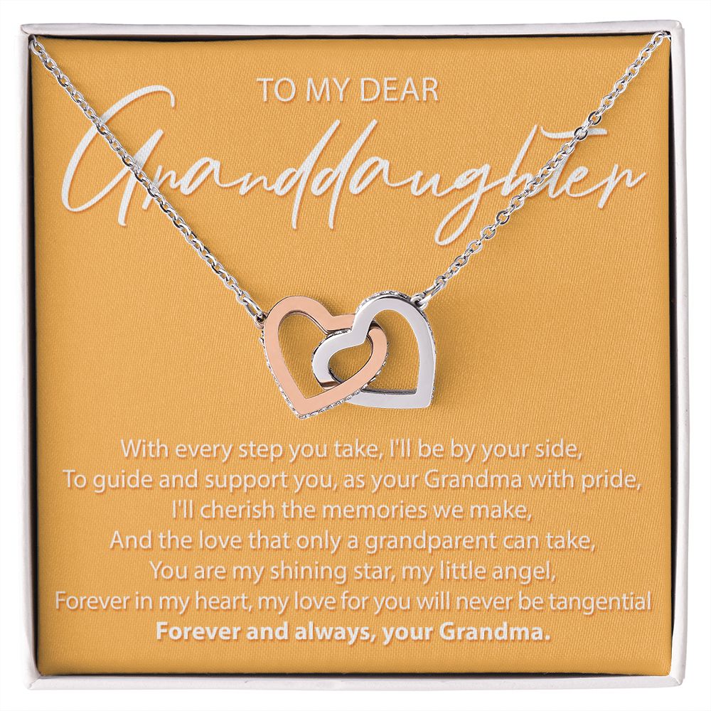 To My Dear Granddaughter - With Every Step You Take - Interlocking Hearts Necklace - JustFamilyThings