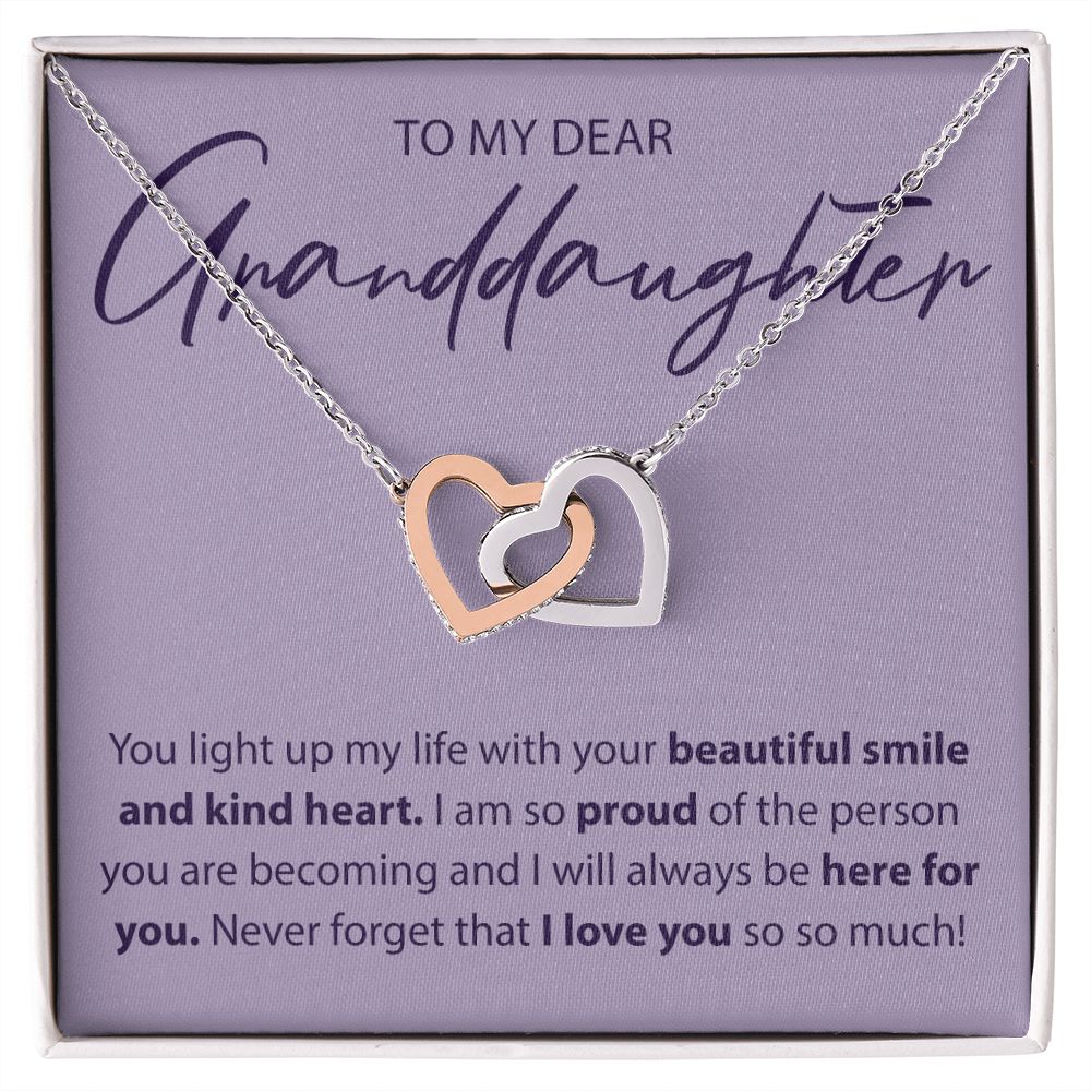 To My Dear Granddaughter - You Light Up My Life - Interlocking Hearts Necklace - JustFamilyThings