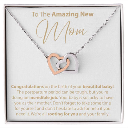 To The Amazing New Mom - Interlocking Hearts Necklace