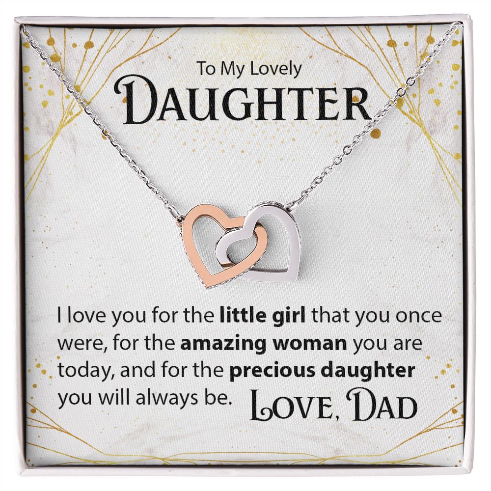 To My Daughter, From Dad - Interlocking Hearts Necklace - JustFamilyThings