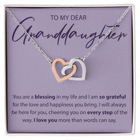 Load image into Gallery viewer, To My Dear Granddaughter - You Are A Blessing - Interlocking Hearts Necklace - JustFamilyThings
