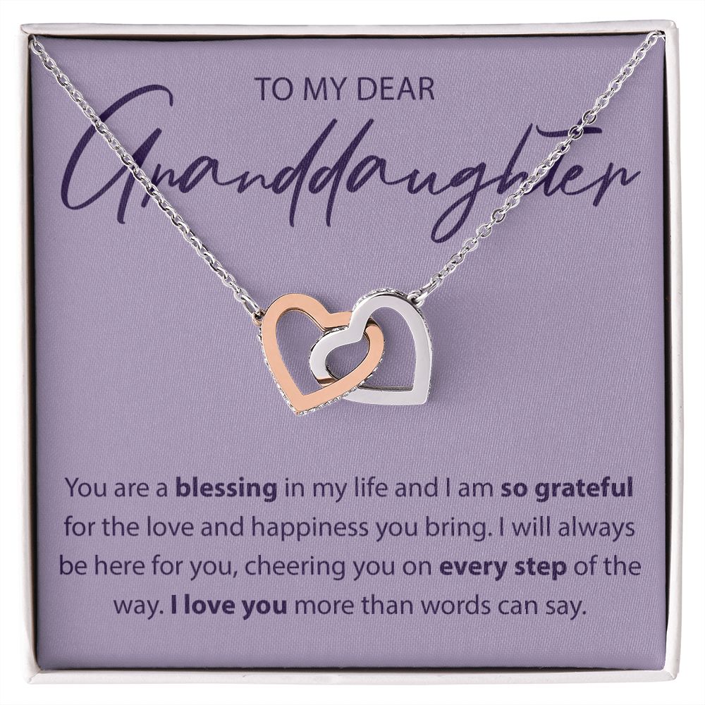 To My Dear Granddaughter - You Are A Blessing - Interlocking Hearts Necklace - JustFamilyThings