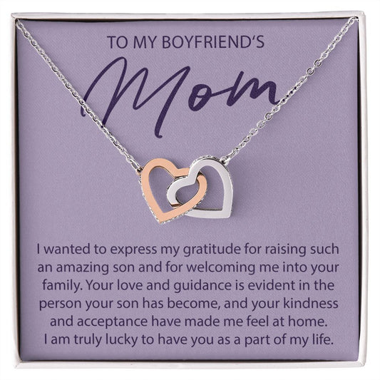 To My Boyfriends Mom - Expressing My Gratitude - Interlocking Hearts Necklace - JustFamilyThings