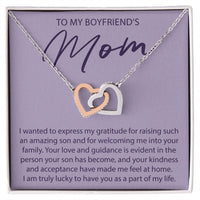 Load image into Gallery viewer, To My Boyfriends Mom - Expressing My Gratitude - Interlocking Hearts Necklace - JustFamilyThings
