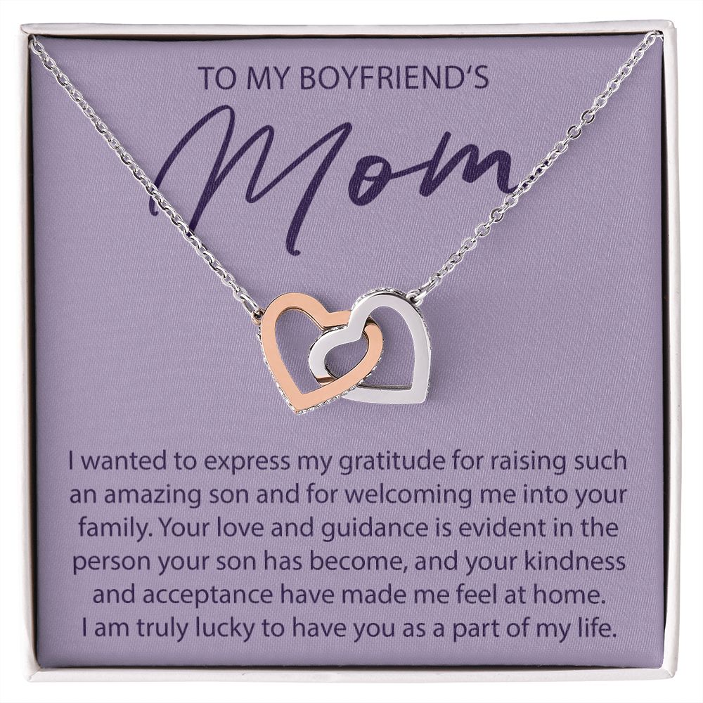 To My Boyfriends Mom - Expressing My Gratitude - Interlocking Hearts Necklace - JustFamilyThings