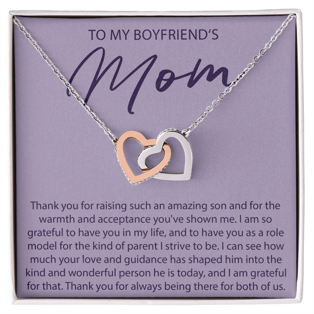 To My Boyfriends Mom - Thank You For Raising An Amazing Son - Interlocking Hearts Necklace - JustFamilyThings