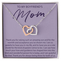 Load image into Gallery viewer, To My Boyfriends Mom - Thank You For Raising An Amazing Son - Interlocking Hearts Necklace - JustFamilyThings

