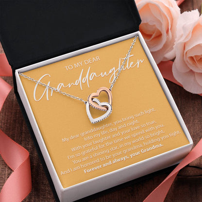 To My Dear Granddaughter - You Bring Light - Interlocking Hearts Necklace - JustFamilyThings