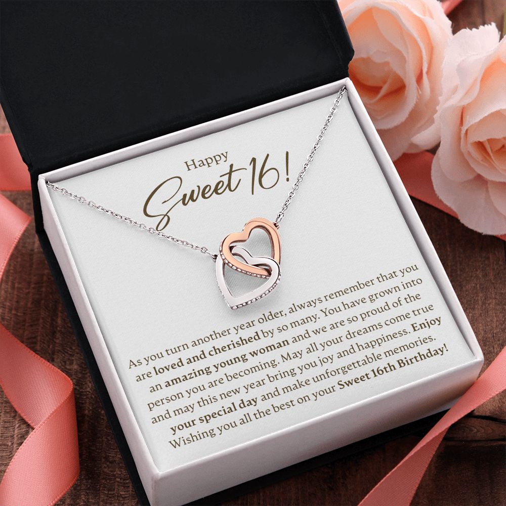 Happy Sweet 16 - Interlocking Hearts Necklace - JustFamilyThings