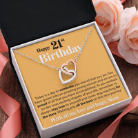 Load image into Gallery viewer, Happy 21st Birthday - Today Is A Day To Celebrate - Interlocking Hearts Necklace - JustFamilyThings
