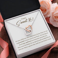 Load image into Gallery viewer, Happy Sweet 16 - Milestone - Interlocking Hearts Necklace - JustFamilyThings
