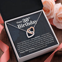 Load image into Gallery viewer, Happy 30th Birthday - You&#39;re Finally In Your Dirty Thirties - Interlocking Hearts Necklace - JustFamilyThings
