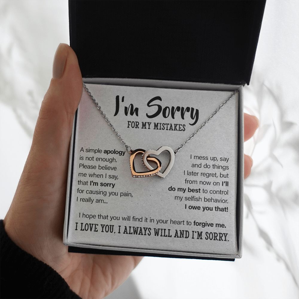 I'm Sorry For My Mistakes - Interlocking Hearts Necklace - JustFamilyThings