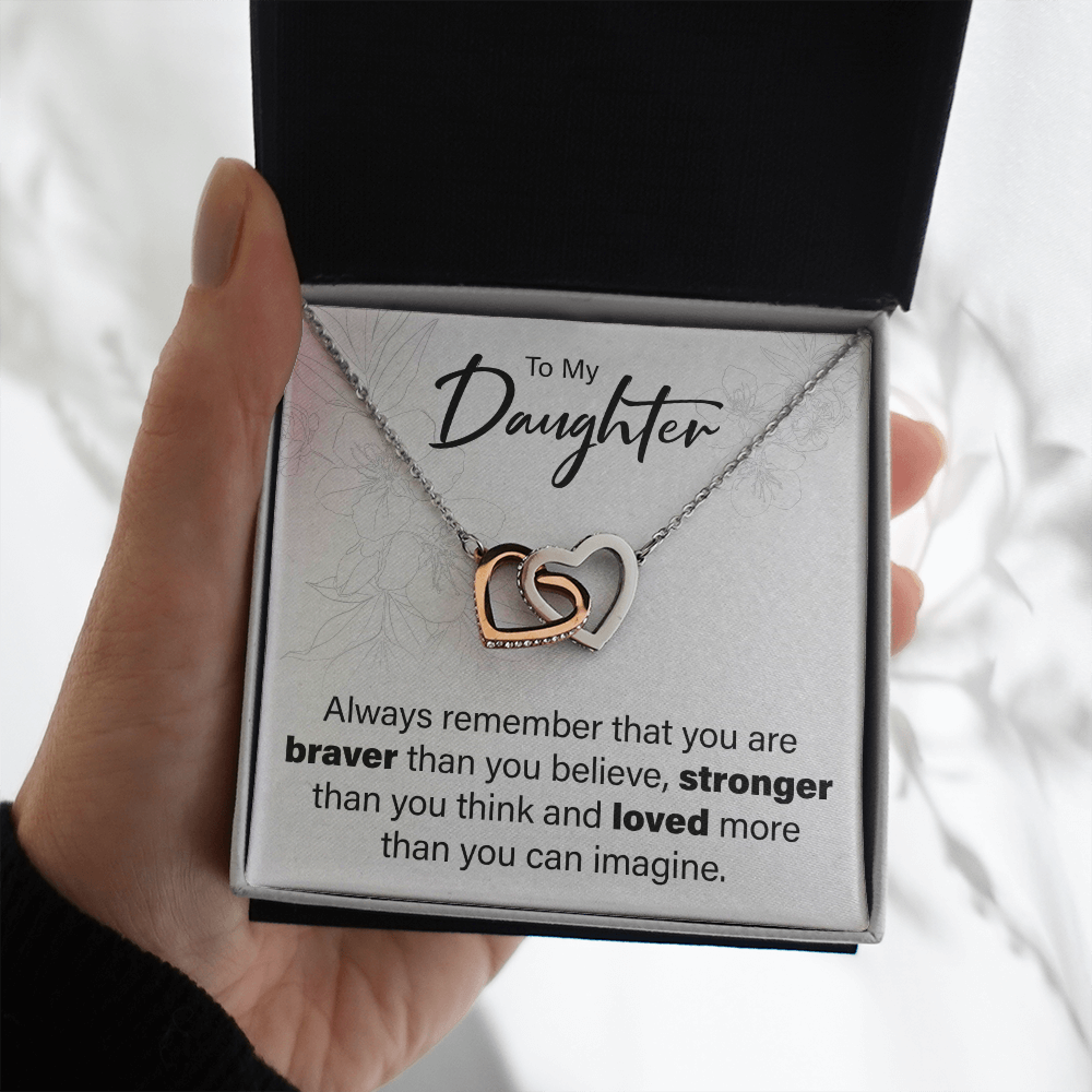 To My Daughter - You Are Loved - Interlocking Hearts Necklace - JustFamilyThings
