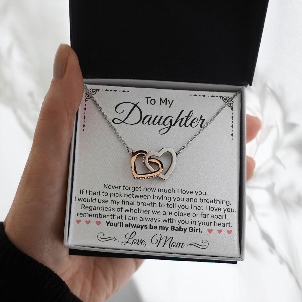To My Daughter From Mom - Interlocking Hearts Necklace - JustFamilyThings
