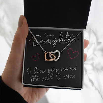 To My Daughter, I Love You More - Interlocking Hearts Necklace - JustFamilyThings