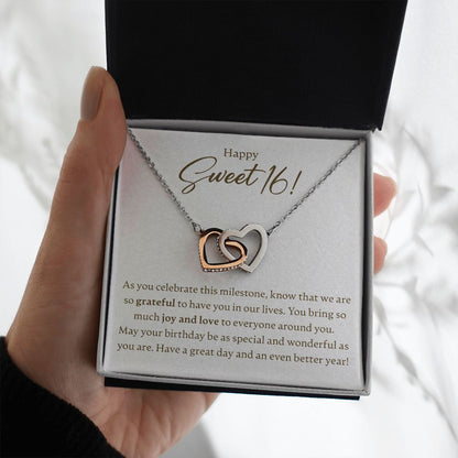 Happy Sweet 16 - Milestone - Interlocking Hearts Necklace - JustFamilyThings