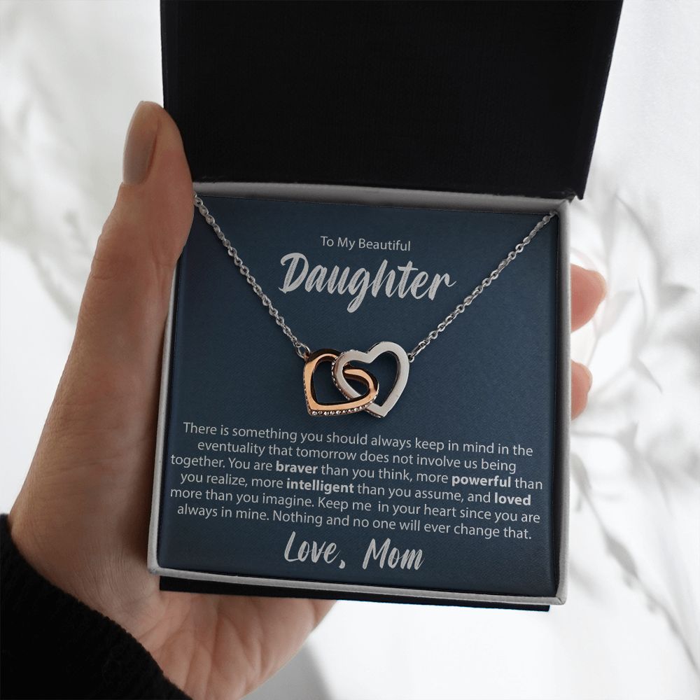 To My Daughter From Mom - Interlocking Hearts Necklace - JustFamilyThings