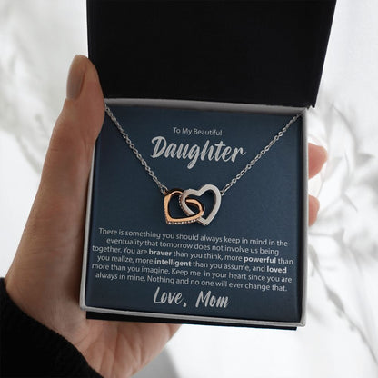 To My Daughter From Mom - Interlocking Hearts Necklace - JustFamilyThings