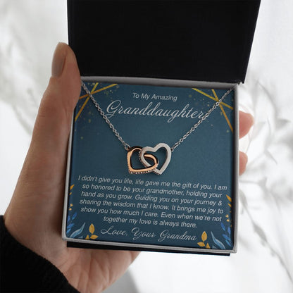 To My Amazing Granddaughter - Interlocking Hearts Necklace - JustFamilyThings
