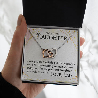 To My Daughter, From Dad - Interlocking Hearts Necklace - JustFamilyThings